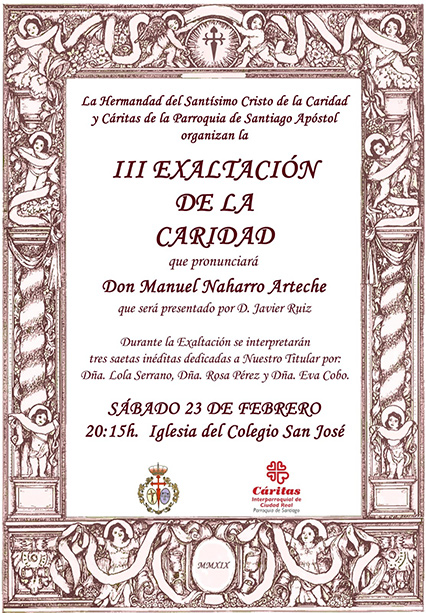 III Exaltación de la Caridad a cargo de Don Manuel Naharro Arteche.