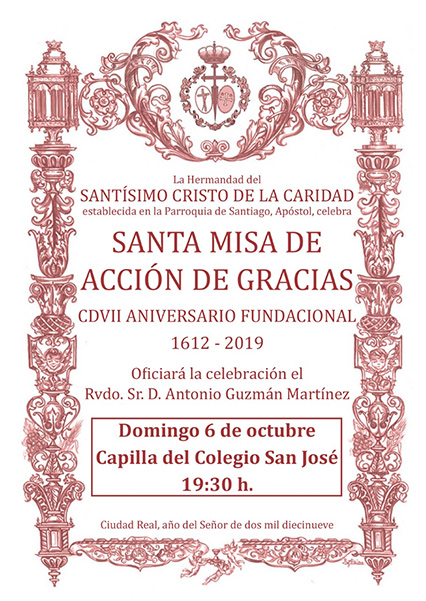 Santa Misa de Acción de Gracias. Domingo 6 de octubre a las 19:30 horas en la Capilla del Colegio San José.