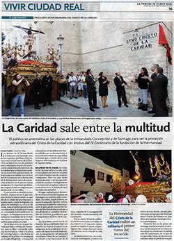 Crónica de la salida extraordinaria con motivo del IV Centenario. La Tribuna de Ciudad Real 16-9-2012