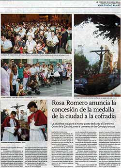 Crónica de la salida extraordinaria con motivo del IV Centenario. La Tribuna de Ciudad Real 16-9-2012